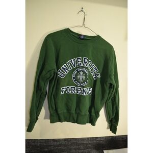 90's Y2K Universita Firenze Florence Italy University Sweatshirt WOMENS M Green